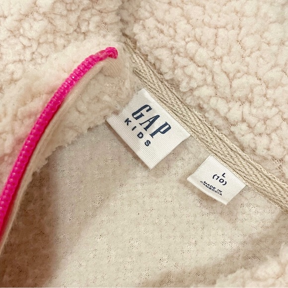 Gap Kids Girls Sherpa Quarter Zip Sweater Jacket Size L - Picture 5 of 6